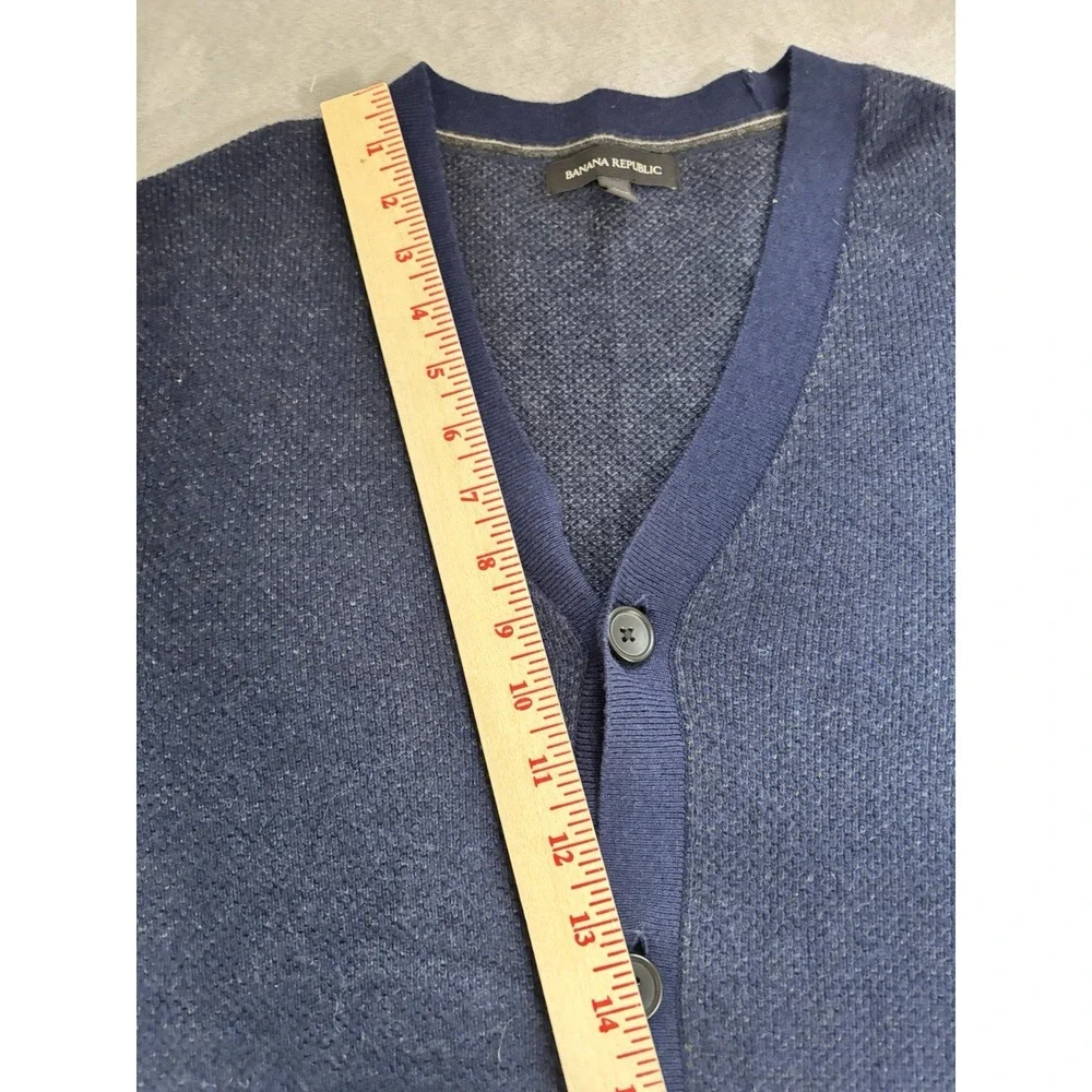 Banana Republic Mens 2012 Cardigan Sz‎ L Button Front Birdseye V Neck Wool Blend